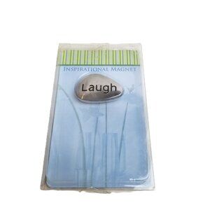 Noteworthy Inspirational Laugh Magnet Pebble Design Silver Tone New Decor Gift